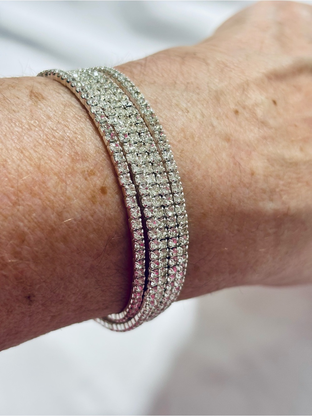 Ann Klein Silver tone Crystal Multi-Row Wrap Bracelet